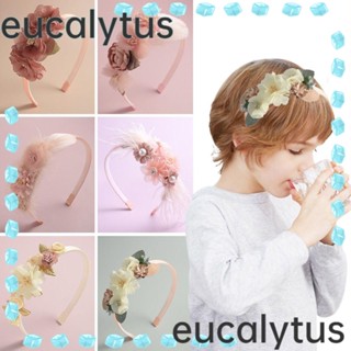 Eucalytus1 ที่คาดผม ประดับมุก ขนนก ดอกไม้ สไตล์เจ้าหญิง อุปกรณ์เสริม สําหรับปาร์ตี้