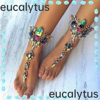 Eucalytus1 สร้อยข้อเท้า โซ่ จี้ดอกไม้ อัญมณี เครื่องประดับ สําหรับผู้หญิง