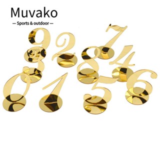 Muvako ป้ายตัวเลขอะคริลิคดิจิทัล 0-9 หลัก 4 นิ้ว สีทอง สําหรับร้านอาหาร งานแต่งงาน 10 ชิ้น