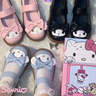 ใหม่ รองเท้าแมรี่เจนลําลอง หนังนิ่ม หัวกลม ลายการ์ตูนอนิเมะ Kawaii Cinnamoroll Kuromi My Melody Sanrio แฟชั่นฤดูใบไม้ผลิ และฤดูใบไม้ร่วง สําหรับนักเรียนผู้หญิง 2023 [RAIN]