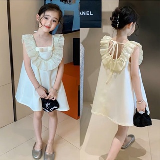 PRETTY BABY🧸พร้อมส่ง🧸ชุดเดรสเด็กผู้หญิง ชุดเจ้าหญิง เว้าหลังผูกโบว์ ชุดกระโปรงสำหรับเด็กผู้หญิง(871)