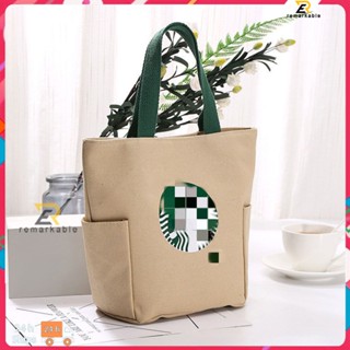 พร้อมส่ง Starbucks Simple Lunch Box Bag กระเป๋าผ้าแคนวาส กระเป๋าถือ Student Office Worker With Meal Lunch Bag Hand Bag กระเป๋าผ้าใบเล็ก