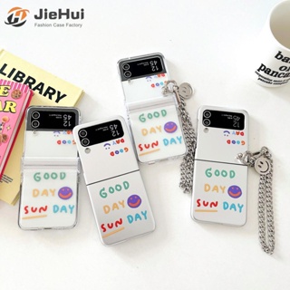 Jiehui เคสโทรศัพท์มือถือ ลายตัวอักษรหน้ายิ้ม หลากสี สําหรับ Samsung Z Flip5 Z Flip4 Z Flip3