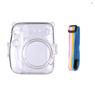 Phonelaptop เคสใส ป้องกันกล้อง พร้อมสายคล้อง สีรุ้ง สําหรับ Fujifilm Instax Mini 11