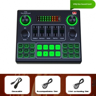 New Arrival~Sound Card Phone Singing V9SJ W/Cable 14 Types 32bit Audio Studio Black