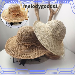 Melodygoods1 หมวกฟาง ลําลอง ลายฟลอปปี้ Derby แฟชั่นวันหยุด สไตล์ชาวประมง ชายหาด สําหรับผู้หญิง