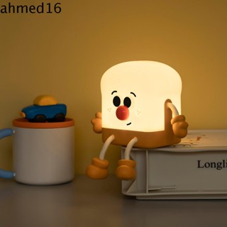 Ahmed โคมไฟ LED รูปการ์ตูนขนมปังปิ้ง แบบชาร์จ USB พร้อมเซนเซอร์สัมผัส