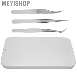 Meyishop Eyelash Extension Tweezers Set  Convenient To Handle With Storage Box Artificially Polished for Replacement Needs Individuals Artists