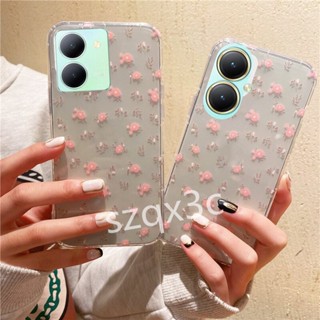 พร้อมส่ง เคสโทรศัพท์มือถือ ซิลิโคนนิ่ม แบบใส พิมพ์ลายน่ารัก สีชมพู สําหรับ VIVO Y78 Y36 Y27 V27 V27e Y02A Y02T 4G 5G 2022 Y36