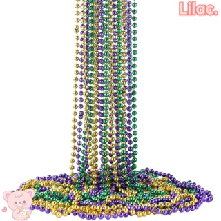 Lilac Mardi Gras Beads ผู้หญิง DIY ปาร์ตี้ เครื่องแต่งกาย อุปกรณ์ประกอบฉาก สร้อยคอลูกปัด เครื่องแต่งกาย ลูกปัด St. วัน Patricks