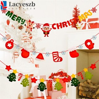 Lacyeszb ธงผ้าไม่ทอ ลายคริสต์มาส น่ารัก สําหรับตกแต่งบ้าน ในร่ม กลางแจ้ง 1 ชุด