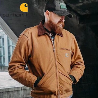 Carhartt ของแท้ 100% เสื้อแจ็กเก็ตเบสบอล ผ้าฝ้าย บุซับใน แฟชั่นฤดูหนาว สําหรับผู้ชาย และผู้หญิง