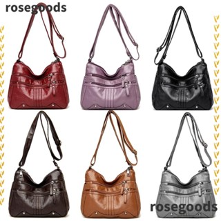 Rosegoods1 กระเป๋าสะพายไหล่ กระเป๋าถือ หนัง PU นิ่ม เรียบง่าย ของขวัญแม่ และผู้หญิง