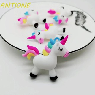 Antione พวงกุญแจ PVC ลายการ์ตูนยูนิคอร์น 3D สีรุ้ง สําหรับห้อยกระเป๋าเป้สะพายหลัง