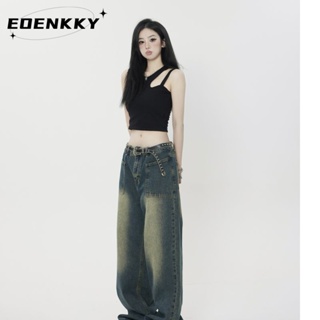 EOENKKY กางเกงขายาว กางเกงยีสน์ผู้หญิง ทรงหลวม ๆ ตรง Retro Hip Hop Pants 2023 NEW Style  ทันสมัย สไตล์เกาหลี Trendy Unique A27L0DU 36Z230909