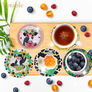 [Yotable.th] ที่รองแก้วคริสตัล รูปเครื่องดื่ม DIY สําหรับผู้ใหญ่ เด็ก ตกแต่งชุดเย็บปักถักร้อยเพชร