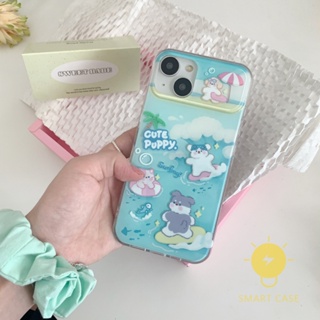 For เคสไอโฟน 14 Pro Max [Cute Puppy Surfing Summer] เคส Phone Case For iPhone 14 Pro Max Plus 13 12 11 For เคสไอโฟน11 Ins Korean Style Retro Classic Couple Shockproof Protective TPU Cover Shell