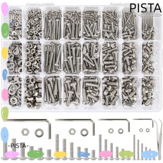 Pista ชุดสกรูน็อต และแหวนรอง สเตนเลส 304 หัวหกเหลี่ยม M2 M3 M4 M5 8 10 12 16 20 25 มม. 24 ขนาด 1255 ชิ้น|สกรูเครื่องใช้ในครัวเรือน