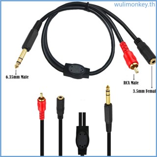 Wu สายเคเบิลเชื่อมต่อเสียงสเตอริโอ 1 4 male to RCA male+1 8 Female ชุบทอง สําหรับกีตาร์ แล็ปท็อป