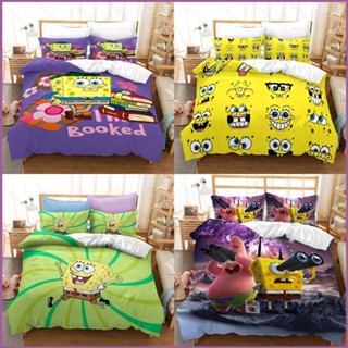 Sq2 SpongeBob 3in1 ชุดเครื่องนอน ผ้าปูที่นอน ผ้าห่ม ผ้านวม บ้าน ห้องนอน ล้างทําความสะอาดได้ สะดวกสบาย ชุดหอพัก