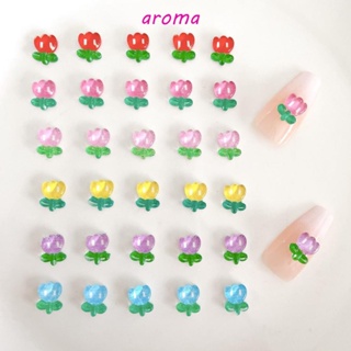 Aroma เครื่องประดับ กิ๊บติดผม พลอยเทียม ลายดอกไม้ 3D สไตล์ญี่ปุ่น สําหรับตกแต่งเล็บ