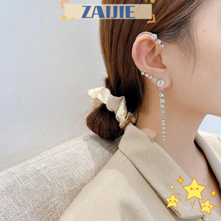 Zaijie24 ต่างหูระย้ายาว ประดับเพทาย แวววาว เครื่องประดับปาร์ตี้