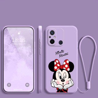 เคสซิลิโคนนิ่ม เนื้อแมตต์ ทรงสี่เหลี่ยม ลายมินนี่เมาส์น่ารัก สําหรับ Xiaomi redmi 12C 10C 10A 9C 9A redmi 10 5G