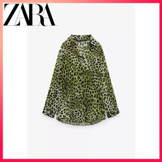 Zara ใหม่ เสื้อเชิ้ต พิมพ์ลายสัตว์ สําหรับผู้หญิง