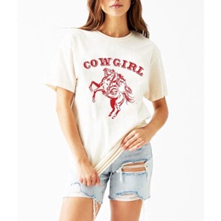 เสื้อแขนสั้น เสื้อยืดแขนสั้น เสื้อไม่ต้องรีด ราคาส่ง เสื้อเชิ้ต CowGirl CowBoy ตลก Tees 2021 เสื้อยืดผู้หญิงผ้าฝ้ายเสื้อ