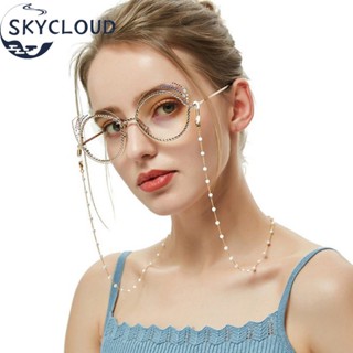 Skycloud สายโซ่คล้องแว่นตาอ่านหนังสือ ประดับลูกปัดไข่มุก สีขาว สีทอง สําหรับผู้หญิง และผู้ชาย