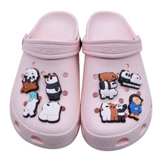 การ์ตูนอะนิเมะ Crocs อุปกรณ์เสริม Grizzly Bear Panda Jibits Crocs We Bare Bears Jibbits Charm สําหรับเด็ก ตกแต่งรองเท้า