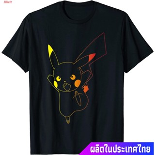 เสื้อยืดแขนสั้นเสื้อยืดผู้ชายและผู้หญิง Pokemon Pikachu Ombre T-Shirt Short sleeve T-shirtsS-5XL