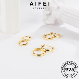 AIFEI JEWELRY Silver แฟชั่น เครื่องประดับ เงิน หนีบ ห่วง ตุ้มหู เครื่องประดับ แท้ เกาหลี ทอง ผู้หญิง ต้นฉบับ วงกลมง่ายๆ ต่างหู 925 E389