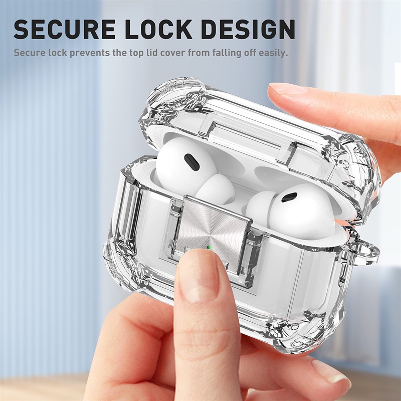 Secure Lock Clear Case เข้ากันได้กับ Airpods 4 ANC และ Airpods Pro 2 รุ่น, กันกระแทก Soft TPU โปร่งใส AirPod 3 กรณีฝาครอบป้องกันสําหรับผู้หญิงผู้ชายพร้อมพวงกุญแจ
