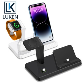 Luken แท่นชาร์จไร้สาย 15W Fast 4 In 1 สําหรับ iP 14 13 12 11 XS XR X 8 App Watch 7 6 SE Airp Pro