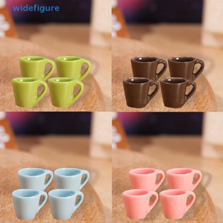 Widefigure ถาดแก้วกาแฟจิ๋ว 1:12 อุปกรณ์เสริม สําหรับตกแต่งบ้านตุ๊กตา 4 ชิ้น ต่อชุด