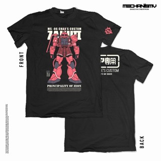 เสื้อยืดผ้าฝ้ายพิมพ์ลายแฟชั่น [ Gundam ] เสื้อยืด พิมพ์ลายกราฟฟิค ZAKU II CHARS ถึง 5XL