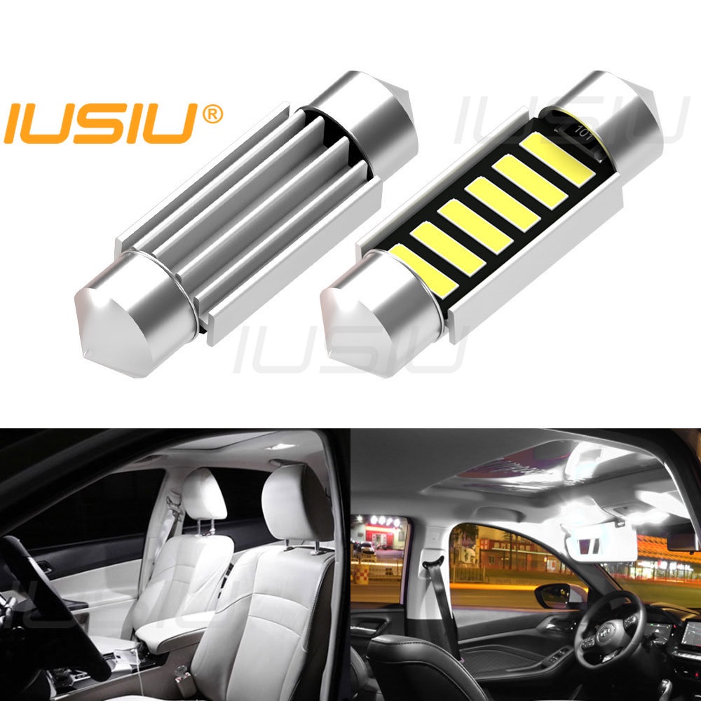 Iusiu หลอดไฟอ่านหนังสือ LED C5W C10W DC12V 7020 สําหรับติดป้ายทะเบียนรถยนต์ รถจักรยานยนต์ ขนาด 31/41/36/39
