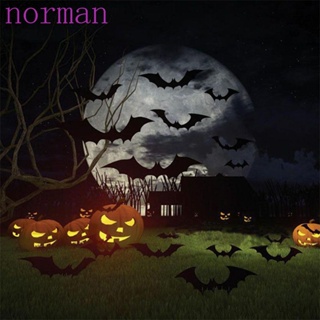 Norman สติ๊กเกอร์ Pvc ลาย 3D Diy สีดําหลากสีสําหรับตกแต่งปาร์ตี้ฮาโลวีน 12ชิ้น