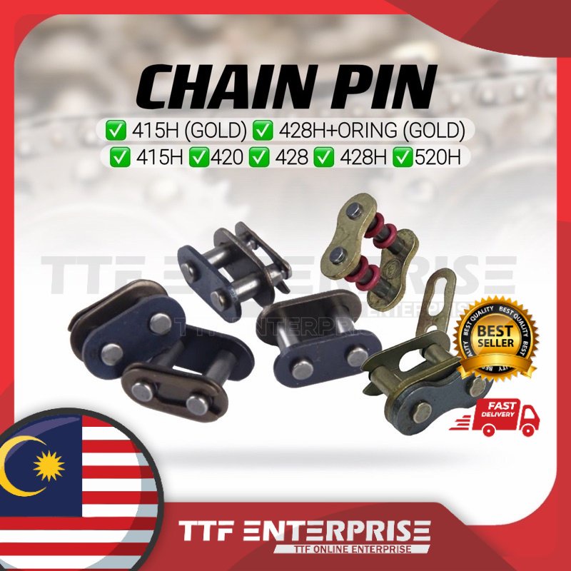 [1PCS] CHAIN PIN ( 415-H GOLD / 415-H / 420 / 428 / 428-H +ORING GOLD / 428-H / 520-H ) TIMING CHAIN
