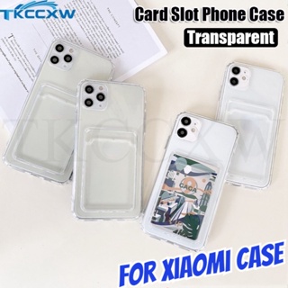 เคสโทรศัพท์มือถือ TPU นิ่ม แบบใส บางพิเศษ พร้อมช่องใส่บัตรเครดิต สําหรับ Redmi Note 12s 12 Turbo 12C 11A K60 Pro K50 Ultra 11 Pro+ 5G