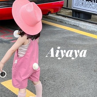 Aiyaya เสื้อผ้าเด็กผู้หญิง ชุดเอี้ยมเด็กผู้หญิง ชุดโดยรวมน่ารักสีชมพูสำหรับเด็กผู้หญิง（563）