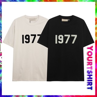 เสื้อยืดแขนสั้น พิมพ์ลายกราฟฟิคตัวเลข 1977 สไตล์เกาหลี วินเทจ พลัสไซซ์ โอเวอร์ไซซ์ สําหรับคู่รัก ทุกเพศ