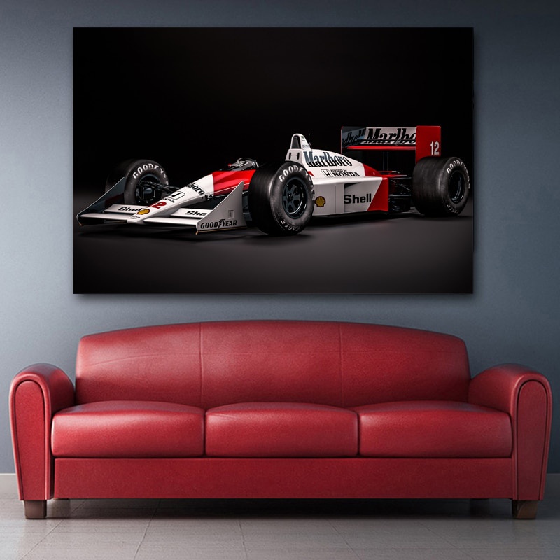 Mclaren Honda Classic Formula One F1 Sport Car Wall Art โปสเตอร์ผ้าใบพิมพ์ภาพวาดผ้าไหมสําหรับห้องนั่งเล่นตกแต่งบ้าน
