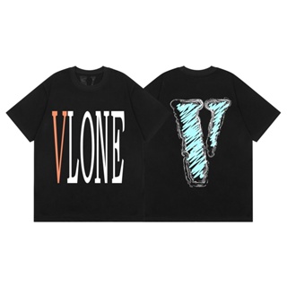 เสื้อยืดแขนสั้นลําลอง ผ้าฝ้าย พิมพ์ลาย Vlone Big V พลัสไซซ์ สไตล์สตรีท แฟชั่นสําหรับผู้ชาย และผู้หญิง