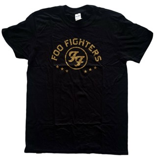 QGลดราคา เสื้อยืดลําลอง แขนสั้น พิมพ์ลาย Foo Fighters Arched Stars สไตล์เรโทร ของขวัญวันพ่อS-5XL