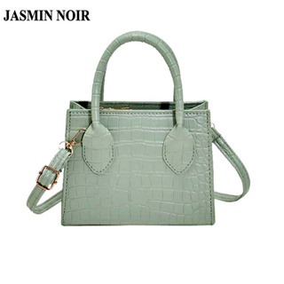 Jasmin NOIR กระเป๋าถือ กระเป๋าสะพายไหล่ หนัง PU ทรงโท้ท ทรงสี่เหลี่ยม ลายหนังจระเข้ แฟชั่นสําหรับสตรี