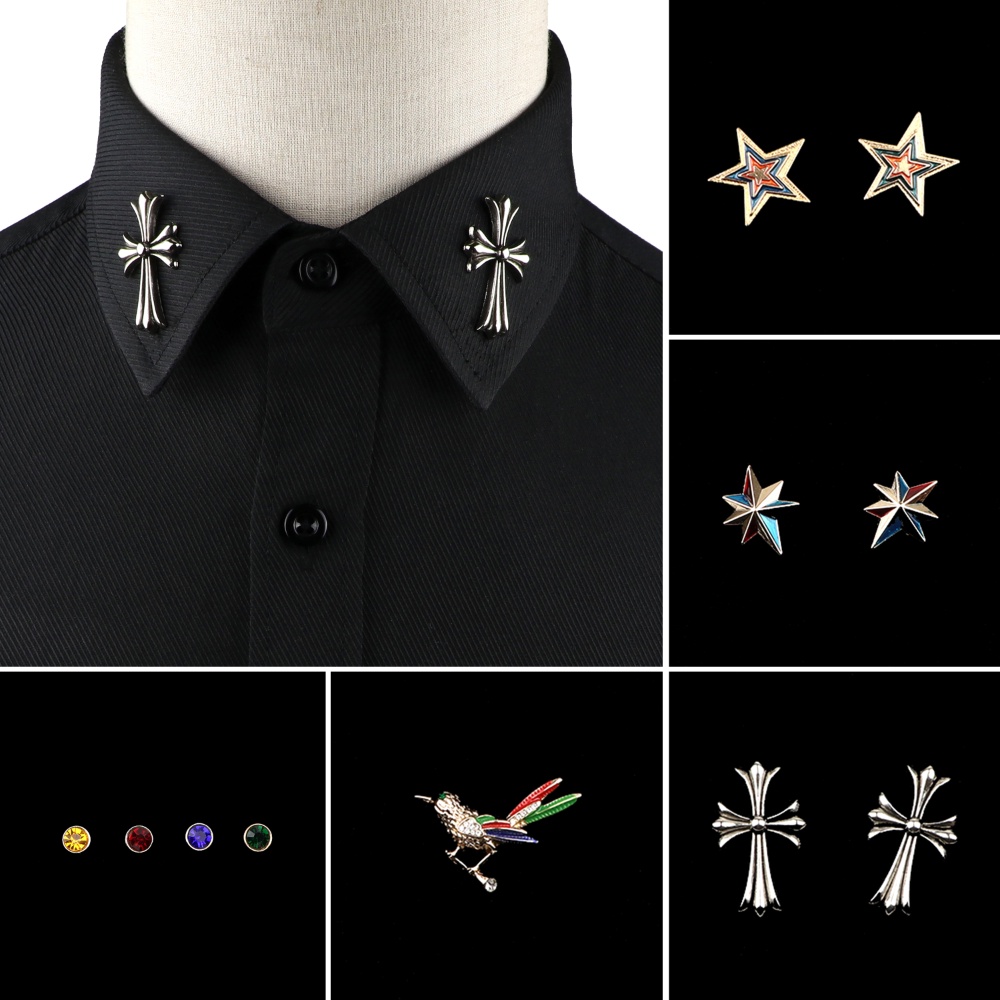 Zonfaz 1 PC/คู ่ อินเทรนด ์ ชุดเสื ้ อคอปก Pin บุคลิกภาพแปลกใหม ่ เข ็ มกลัดคริสตัล Pins สําหรับผู ้ ชายผู ้ หญิงทุกวันอุปกรณ ์ เสริมของขวัญ