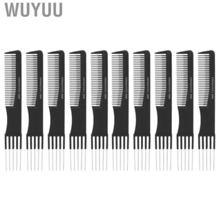 Wuyuu Carbon Lift Teasing Combs  Salon Teasing Combs 10pcs Prevent Slipping Black 5 Pins  for Home