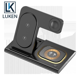 Luken 4in1 แท่นชาร์จไร้สาย แบบพับได้ สําหรับ App Watch Airp Night Light Ip 13 14 Pro Max Carregador